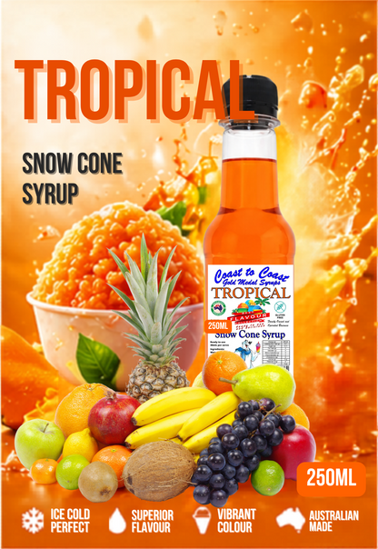 1.Tropical Snow Cone Syrup 250ml – Premium Ice Syrup | Coast to Coast Gold Medal Syrups®