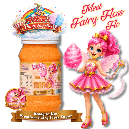 Tropical Fairy Floss Sugar – 500g Jar - Allan's Party Supplies