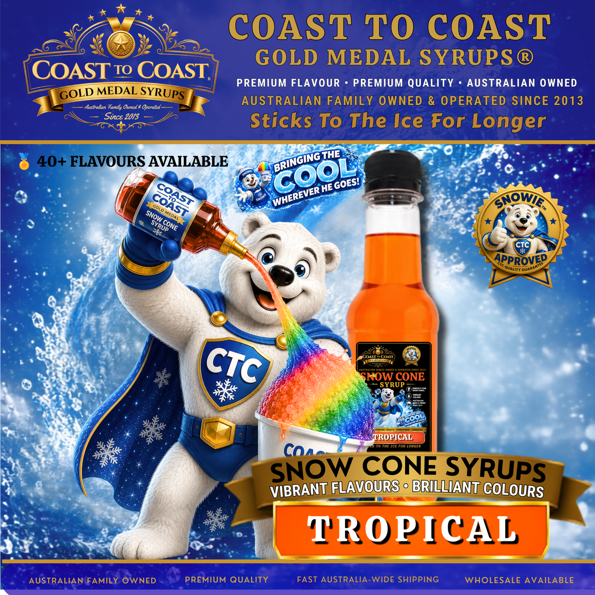 Tropical Snow Cone Syrups 250ml - Coast to Coast Gold Medal Syrups®