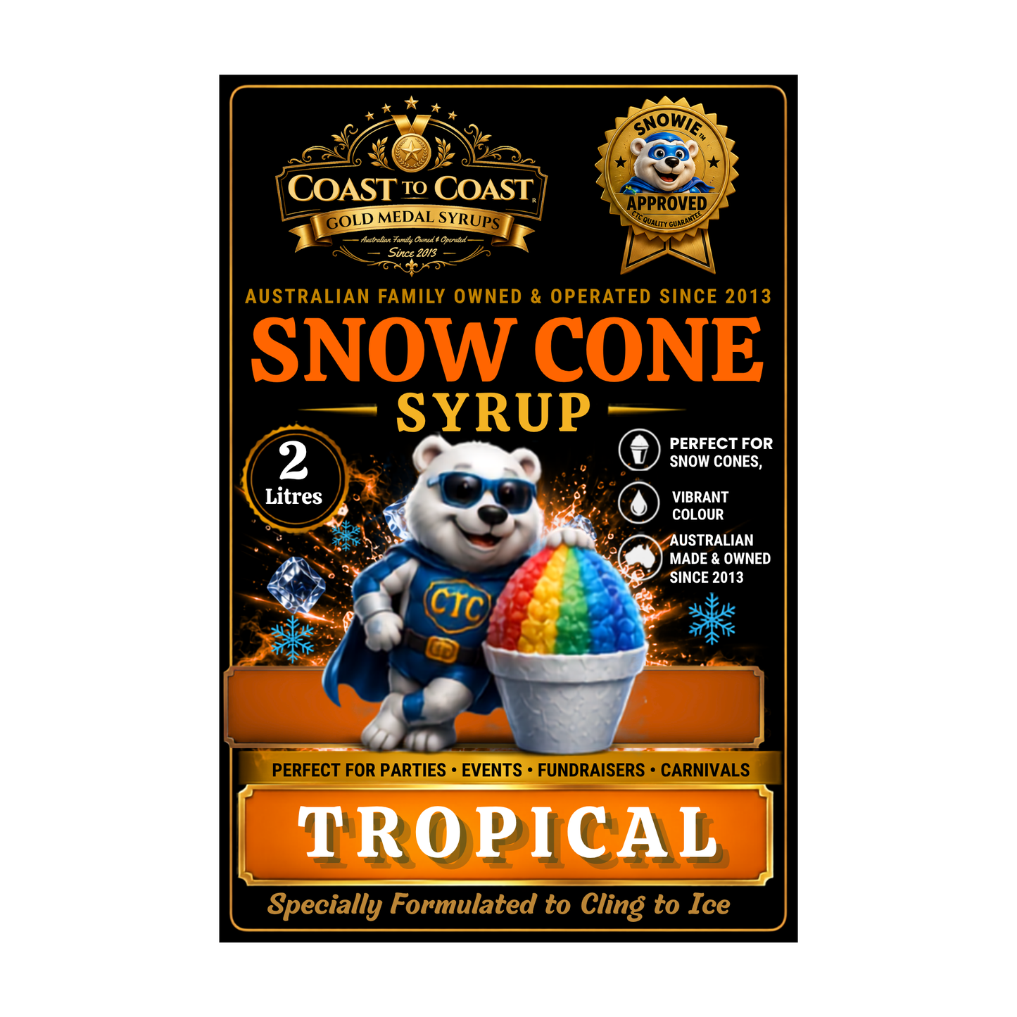 Tropical Snow Cone Syrups 2ltr - Coast to Coast Gold Medal Syrups®