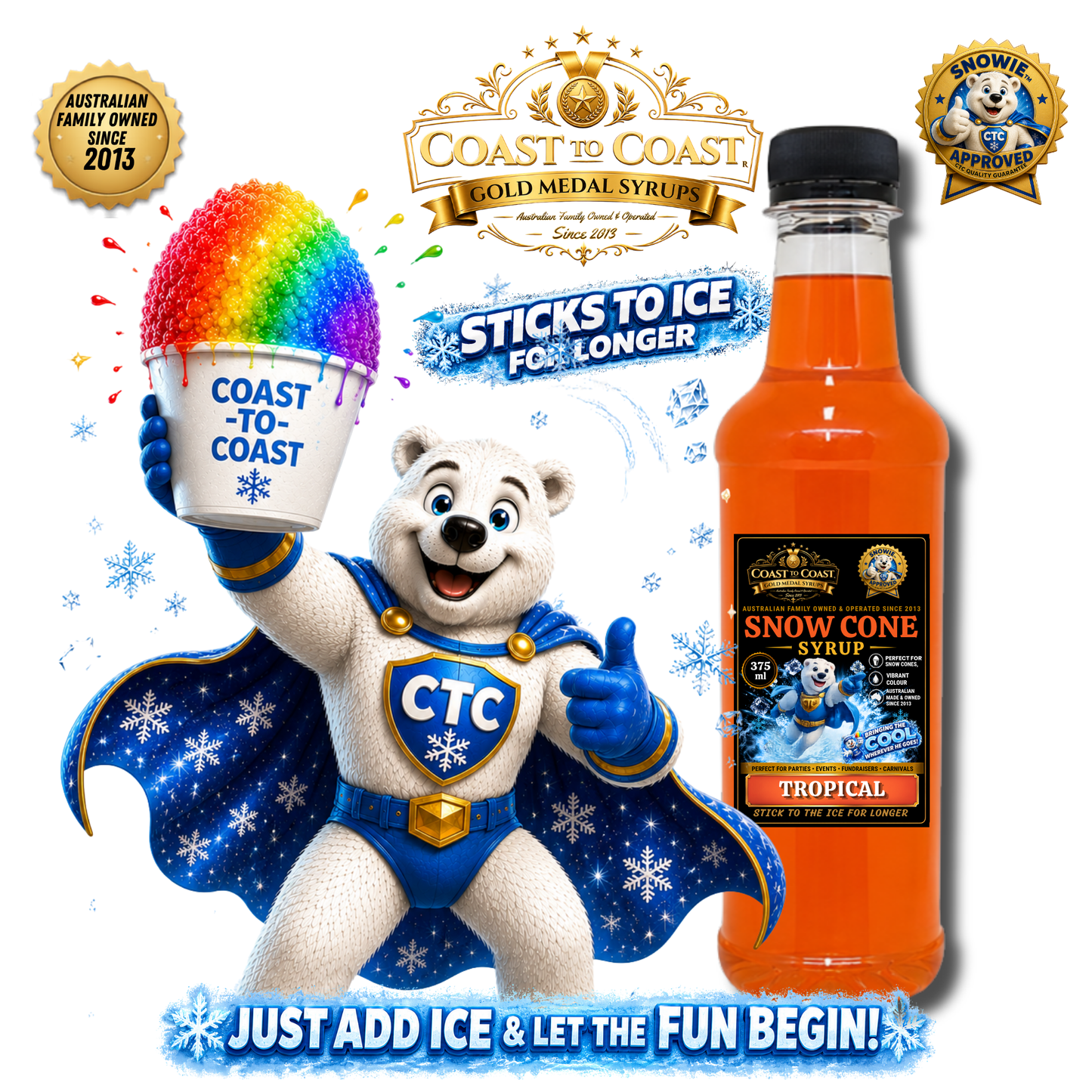 Tropical Snow Cone Syrups 375ml - Coast to Coast Gold Medal Syrups®