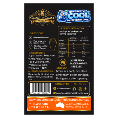 Tropical Snow Cone Syrups 375ml - Coast to Coast Gold Medal Syrups®