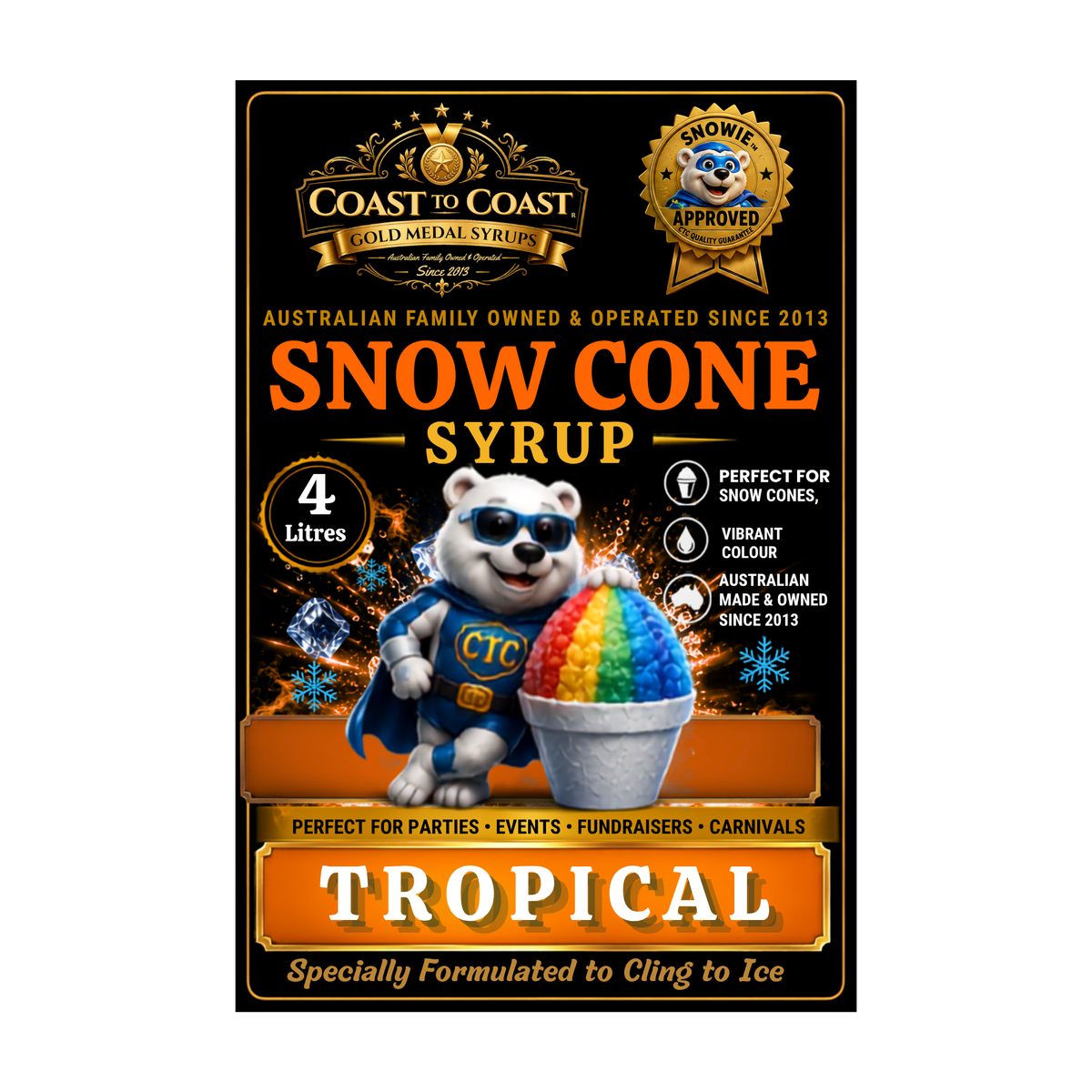 Tropical Snow Cone Syrups 4ltr - Coast to Coast Gold Medal Syrups®
