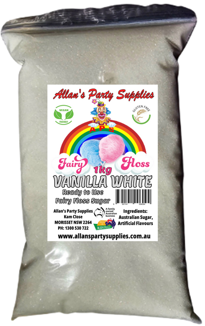 #3 APS, Premium Fairy Floss Sugar, 50 Serves RTU 1kg, Over 35 Plus Flavours