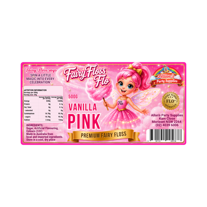 Vanilla Pink Fairy Floss Sugar – 500g Jar - Allan's Party Supplies