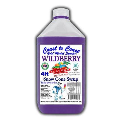 6 Wildberry Snow Cone Syrup, 4Ltr, Premium Ice Syrup, Coast to Coast Gold Medal Syrups®