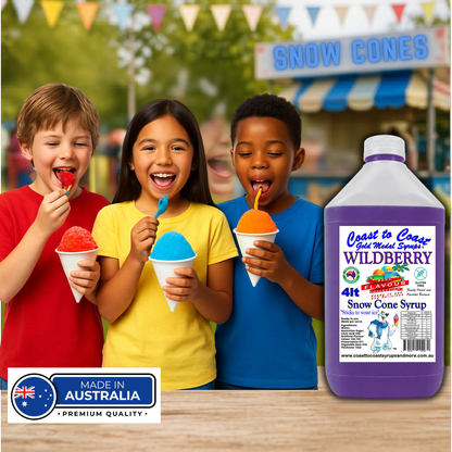 6 Wildberry Snow Cone Syrup, 4Ltr, Premium Ice Syrup, Coast to Coast Gold Medal Syrups®