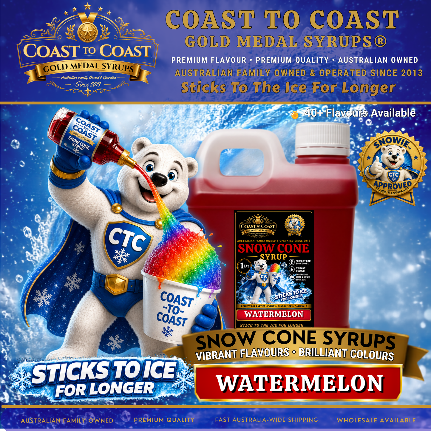 Watermelon Snow Cone Syrups 1ltr - Coast to Coast Gold Medal Syrups®