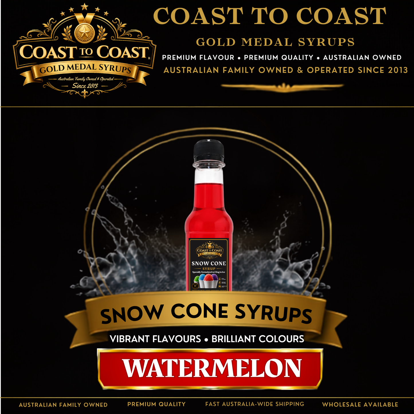 Strawberry Snow Cone Syrups 250ml - Coast to Coast Gold Medal Syrups®