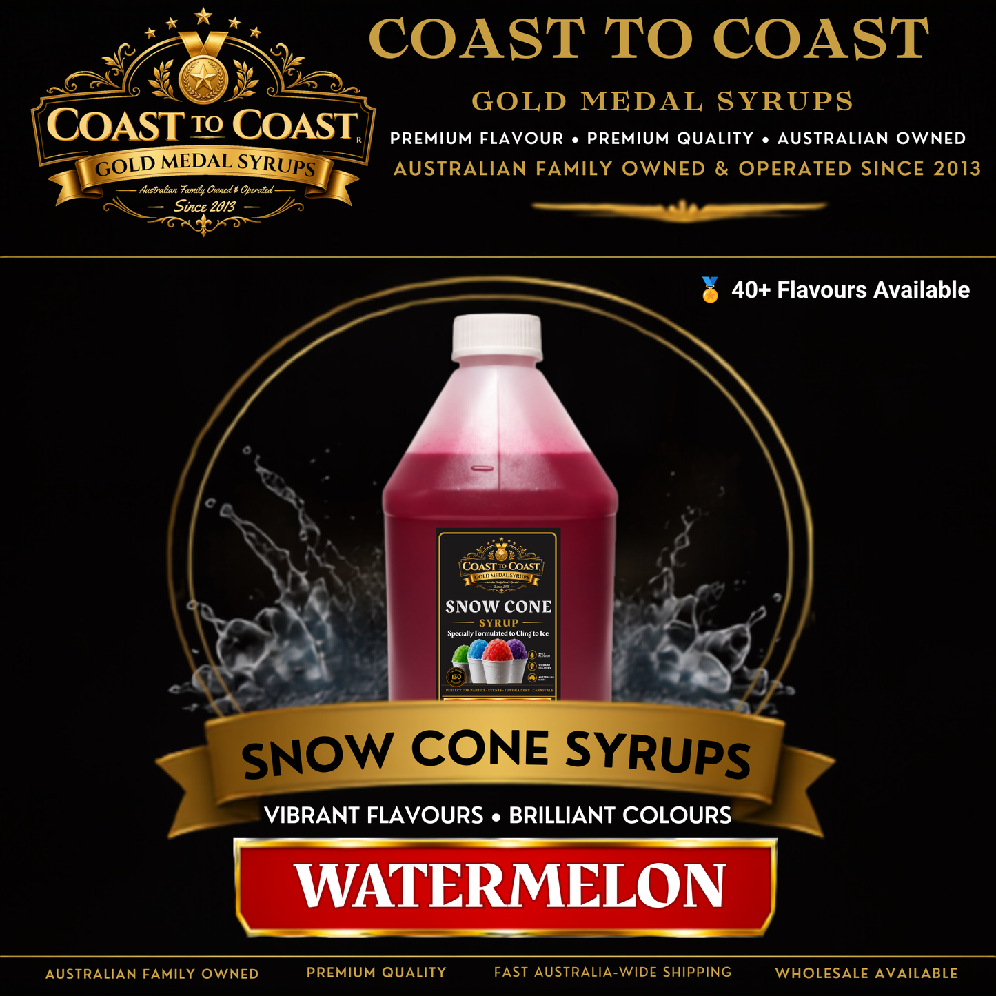 Watermelon Snow Cone Syrups 4ltr - Coast to Coast Gold Medal Syrups®