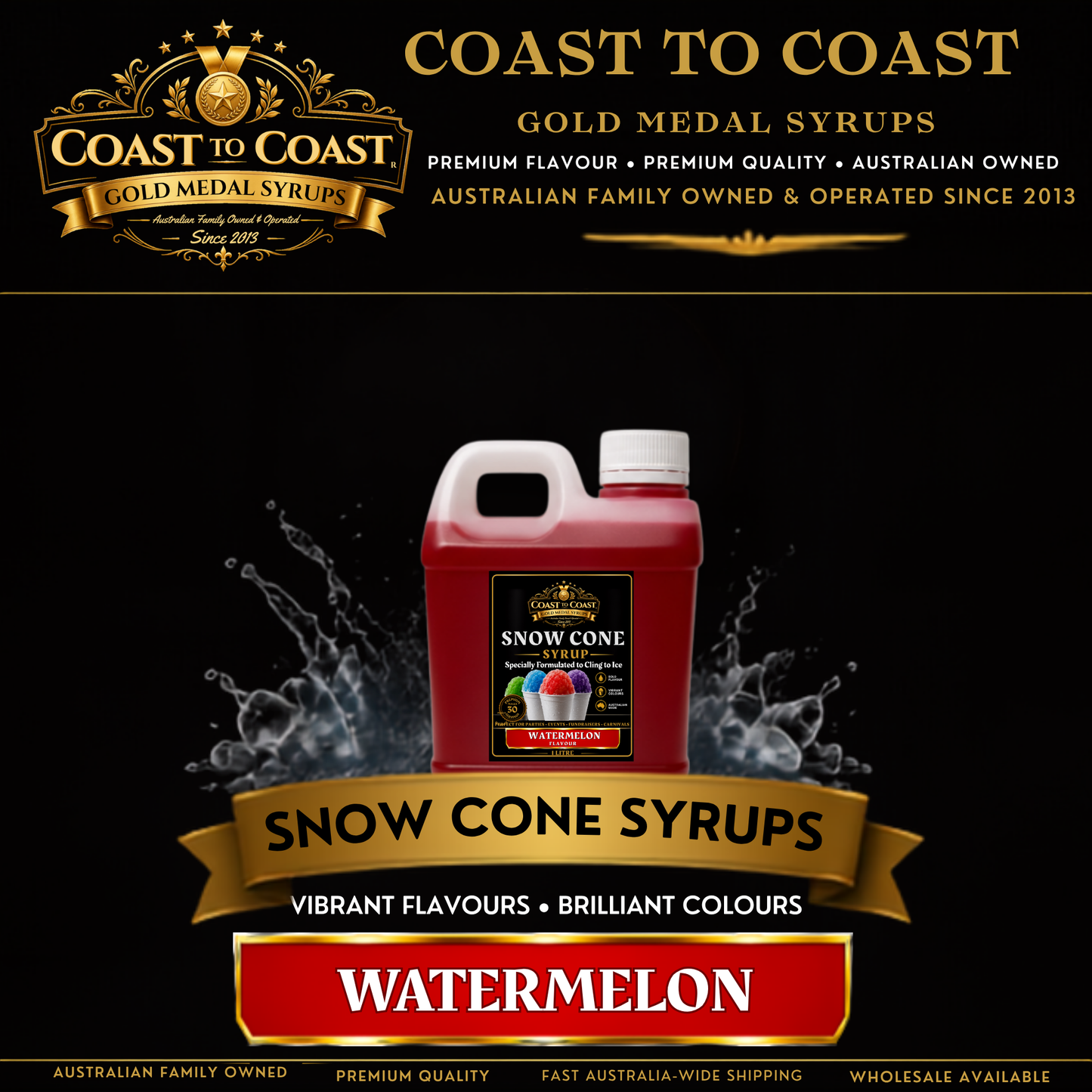 Watermelon Snow Cone Syrups 1ltr - Coast to Coast Gold Medal Syrups®
