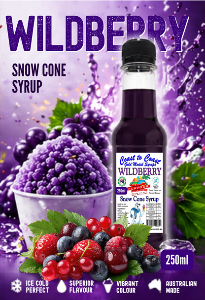 1.Wildberry Snow Cone Syrup 250ml – Premium Ice Syrup | Coast to Coast Gold Medal Syrups®