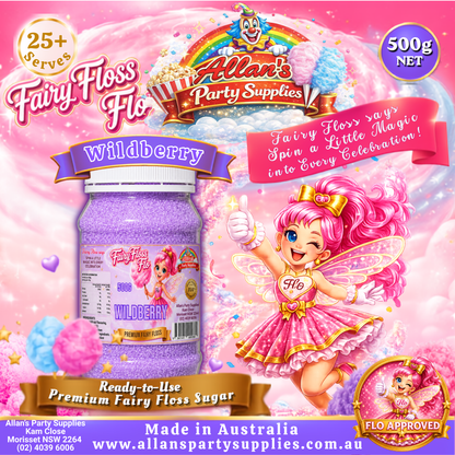 Wildberry Fairy Floss Sugar – 500g Jar - Allan's Party Supplies