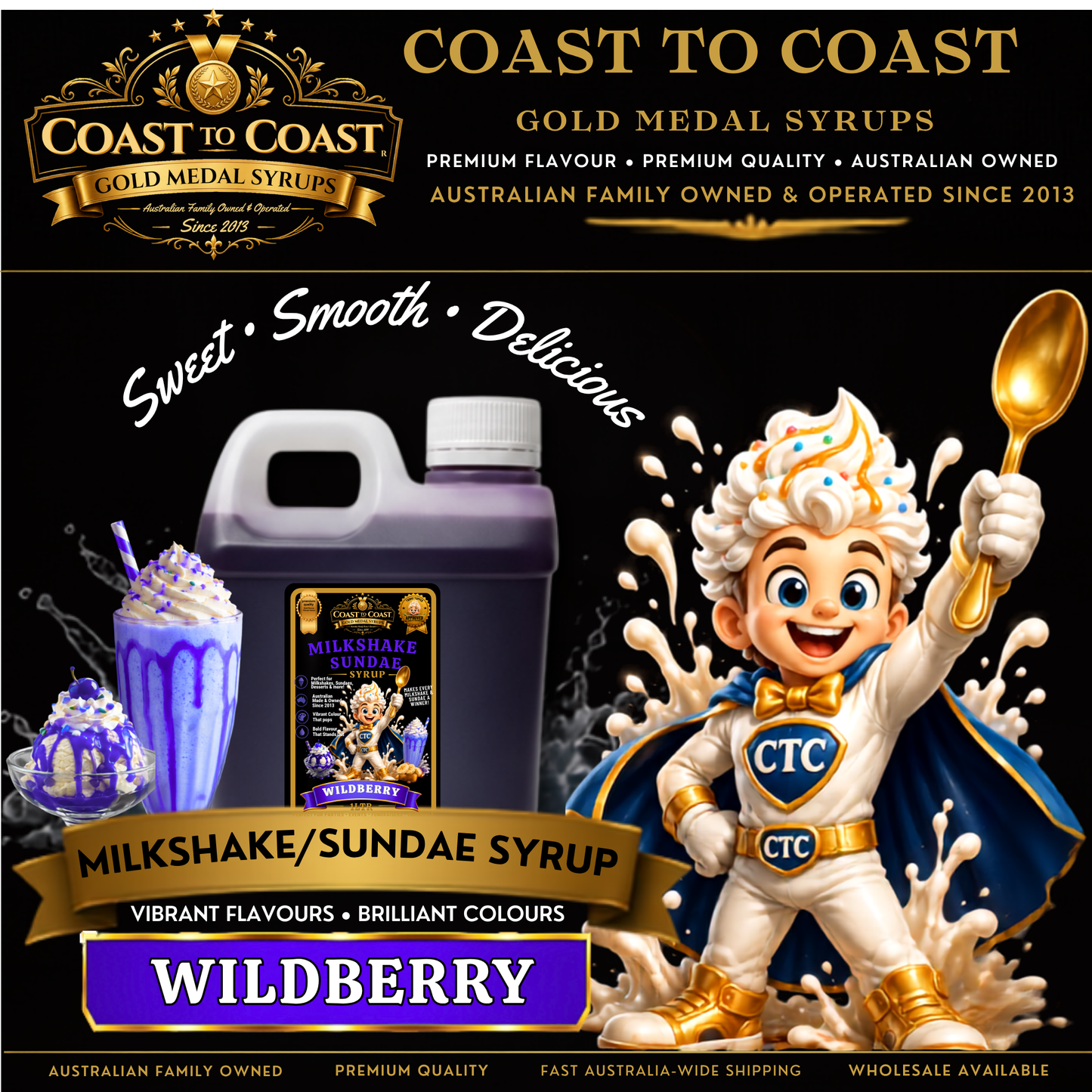 Wildberry, Milkshake/Sundae toppings 1ltr - Coast to Coast Gold Medal Syrups®