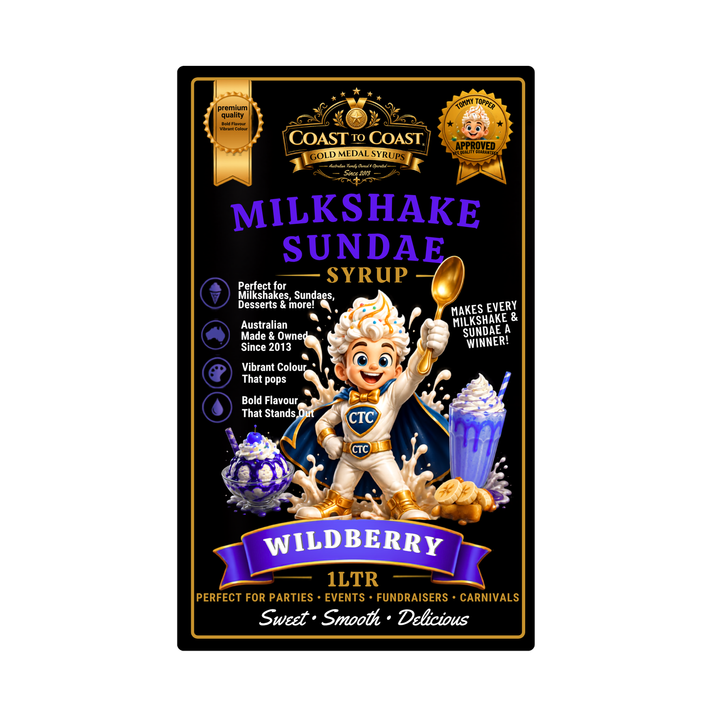 Wildberry, Milkshake/Sundae toppings 1ltr - Coast to Coast Gold Medal Syrups®