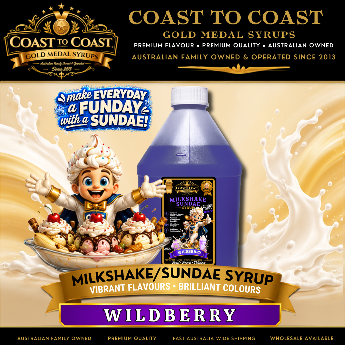 Wildberry, Milkshake-Sundae Toppings 4ltr - Coast to Coast Gold Medal Syrups®