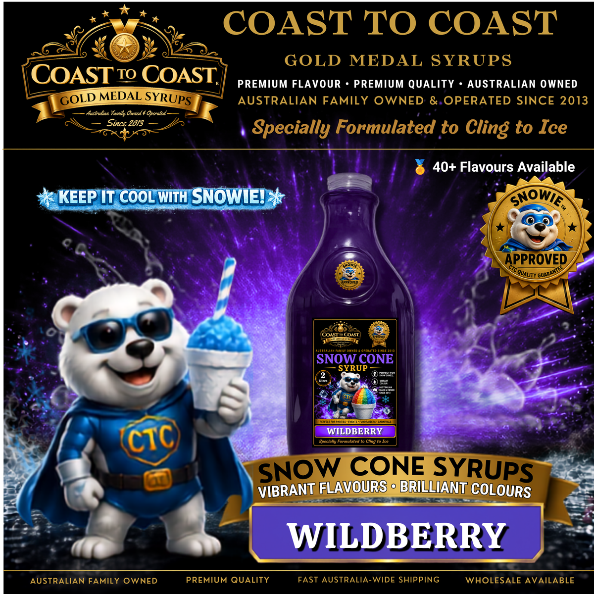 Wildberry Snow Cone Syrups 2ltr - Coast to Coast Gold Medal Syrups®