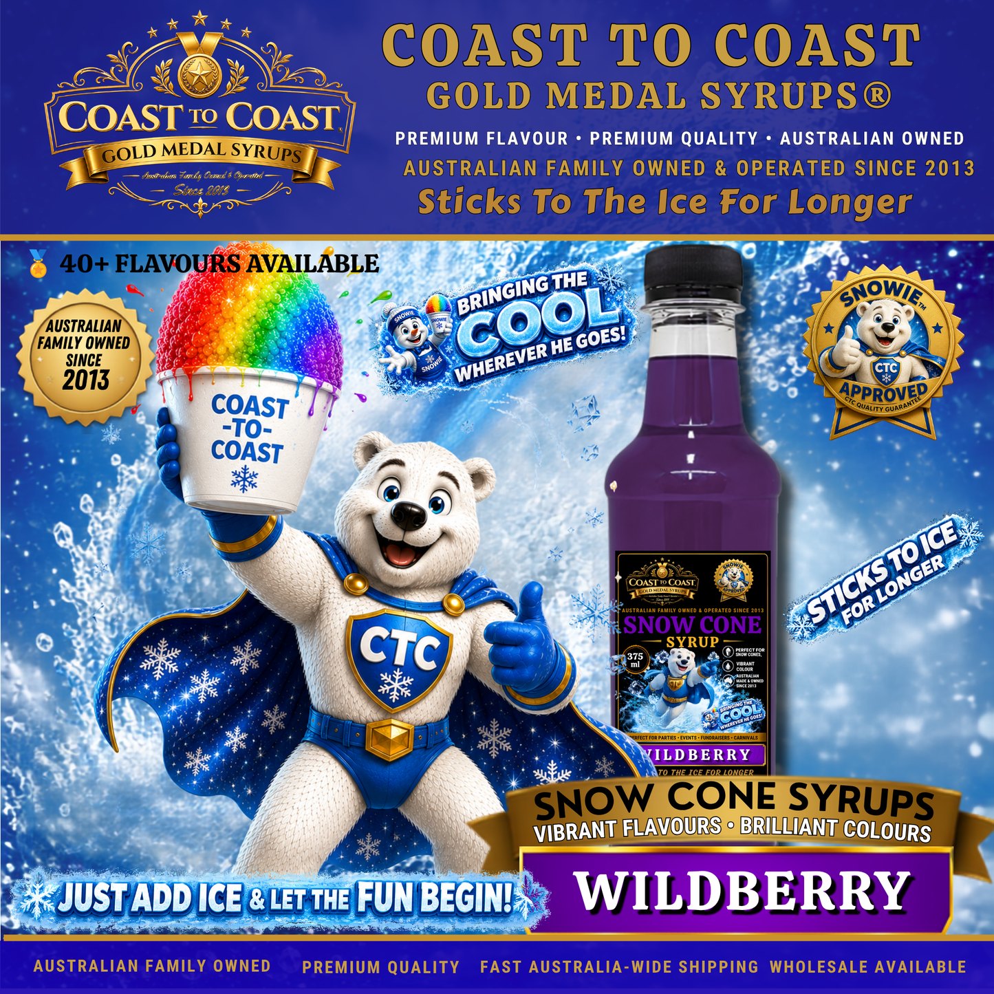Wildberry Snow Cone Syrups 375ml - Coast to Coast Gold Medal Syrups®