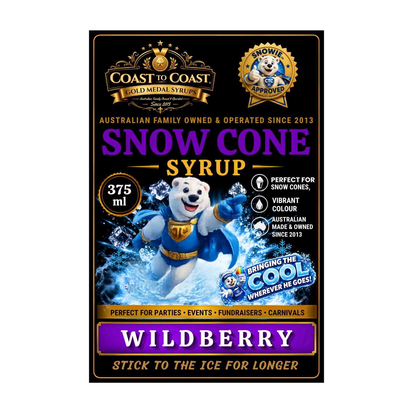 Wildberry Snow Cone Syrups 375ml - Coast to Coast Gold Medal Syrups®