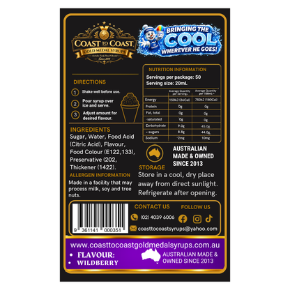 Wildberry Snow Cone Syrups 375ml - Coast to Coast Gold Medal Syrups®