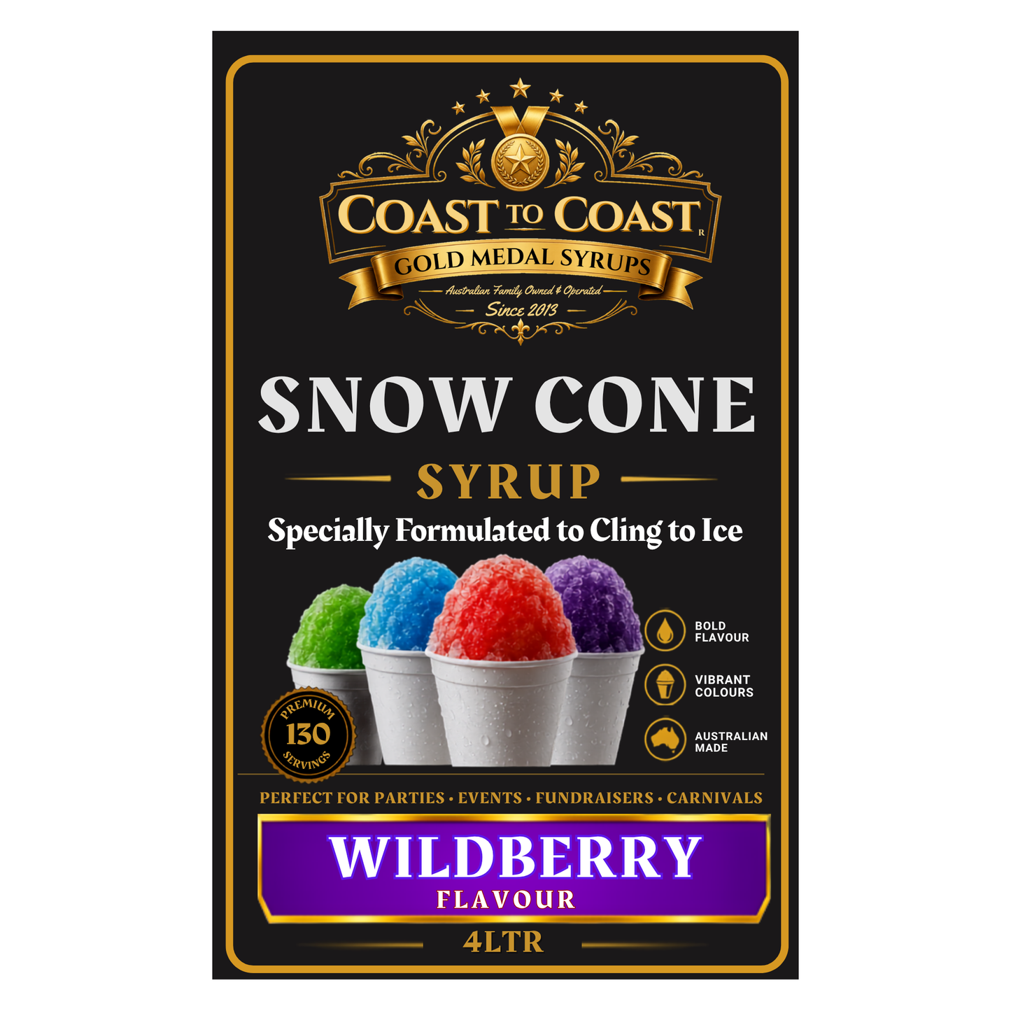 Wildberry Snow Cone Syrups 4ltr - Coast to Coast Gold Medal Syrups®