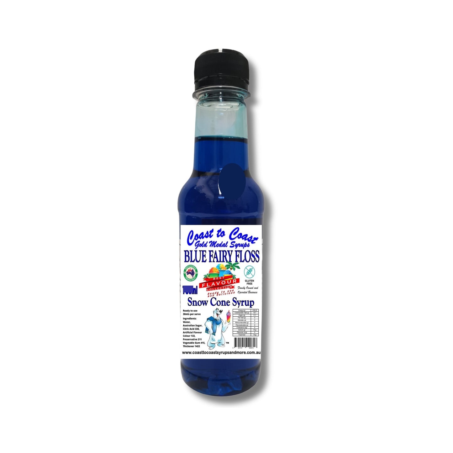 1.Blue Fary Floss Snow Cone Syrup 250ml – Premium Ice Syrup | Coast to Coast Gold Medal Syrups®