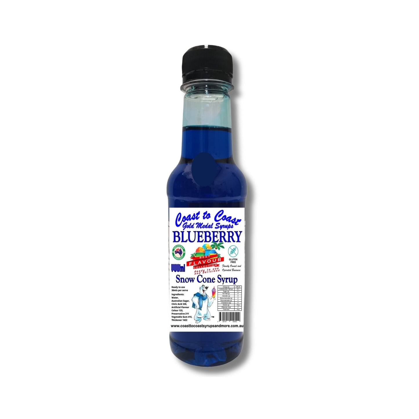 1.Blueberry Snow Cone Syrup 250ml – Premium Ice Syrup | Coast to Coast Gold Medal Syrups®