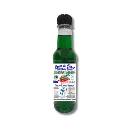 1.Green Watermelon Snow Cone Syrup 250ml – Premium Ice Syrup | Coast to Coast Gold Medal Syrups®