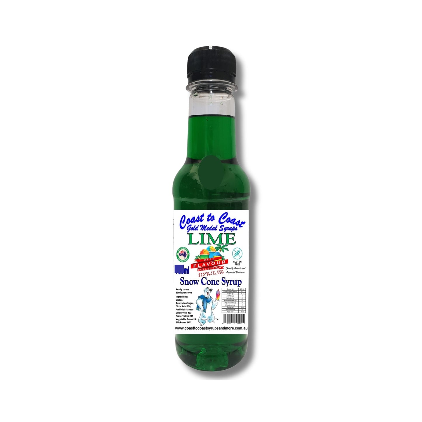 1.Lime Green Snow Cone Syrup 250ml – Premium Ice Syrup | Coast to Coast Gold Medal Syrups®