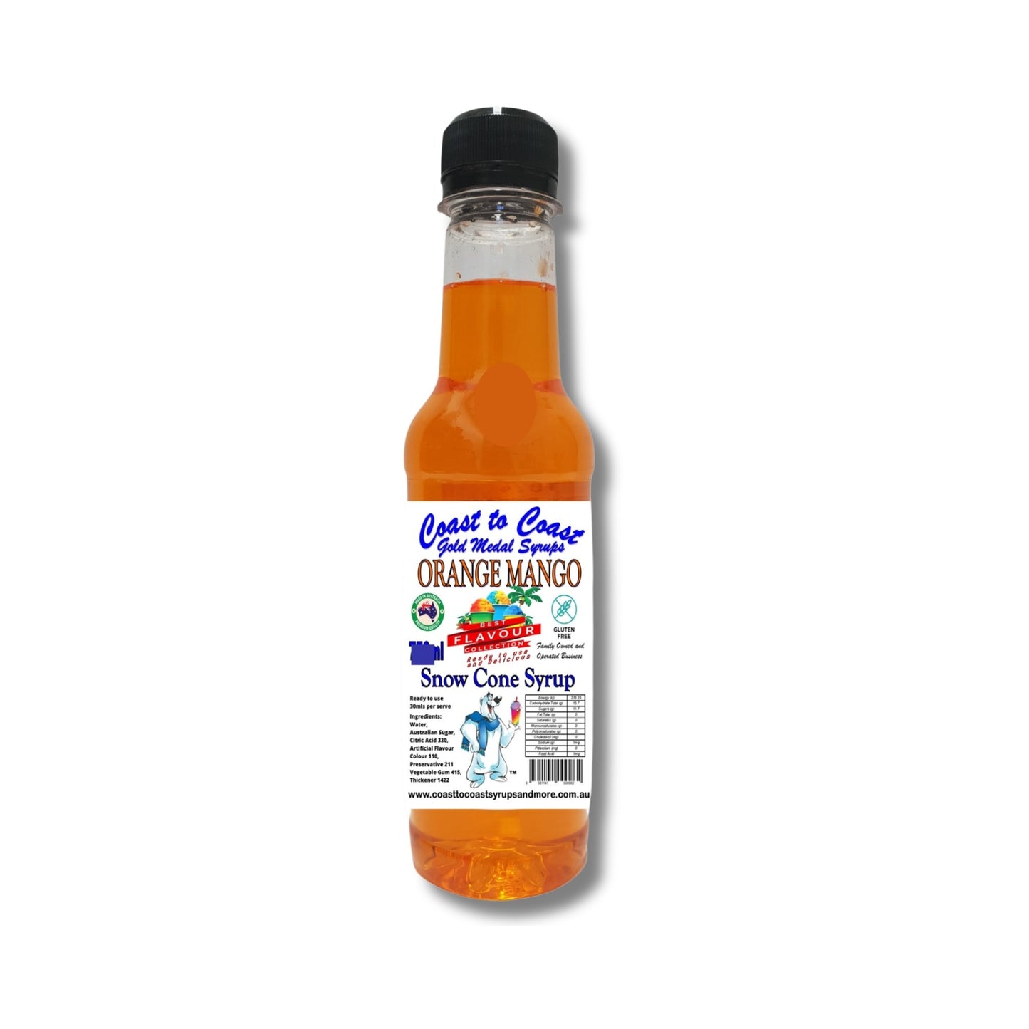 1.Orange Mango Snow Cone Syrup 250ml – Premium Ice Syrup | Coast to Coast Gold Medal Syrups®