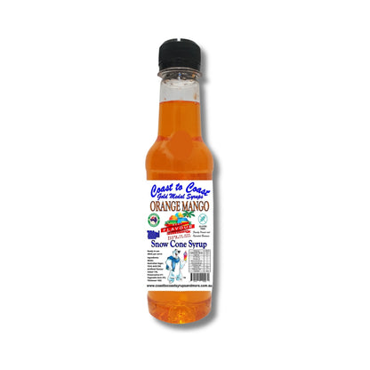 1.Orange Mango Snow Cone Syrup 250ml – Premium Ice Syrup | Coast to Coast Gold Medal Syrups®