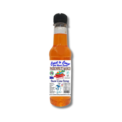 1.Passionfruit Mango Snow Cone Syrup 250ml – Premium Ice Syrup | Coast to Coast Gold Medal Syrups®