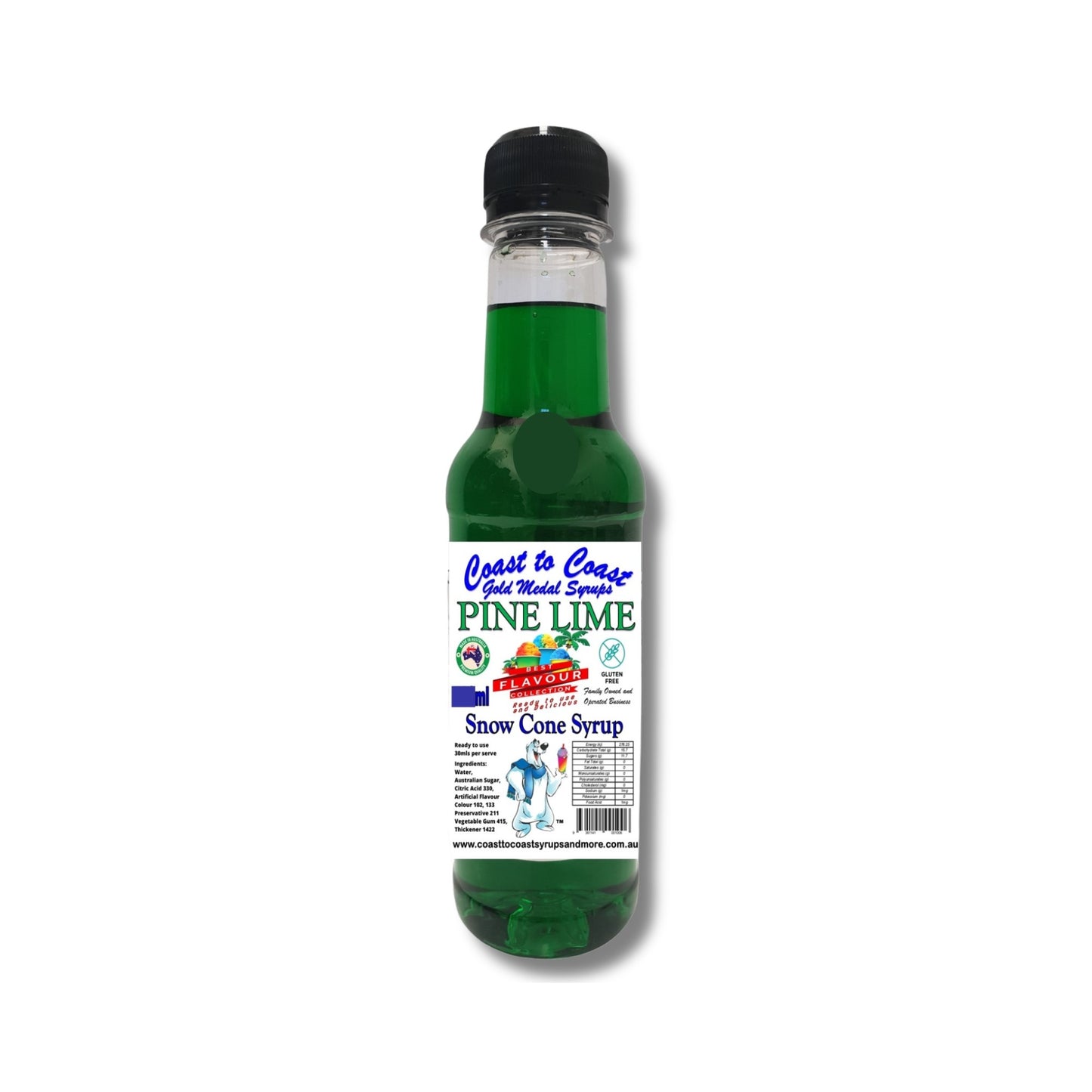1.Pine Lime Snow Cone Syrup 250ml – Premium Ice Syrup | Coast to Coast Gold Medal Syrups®