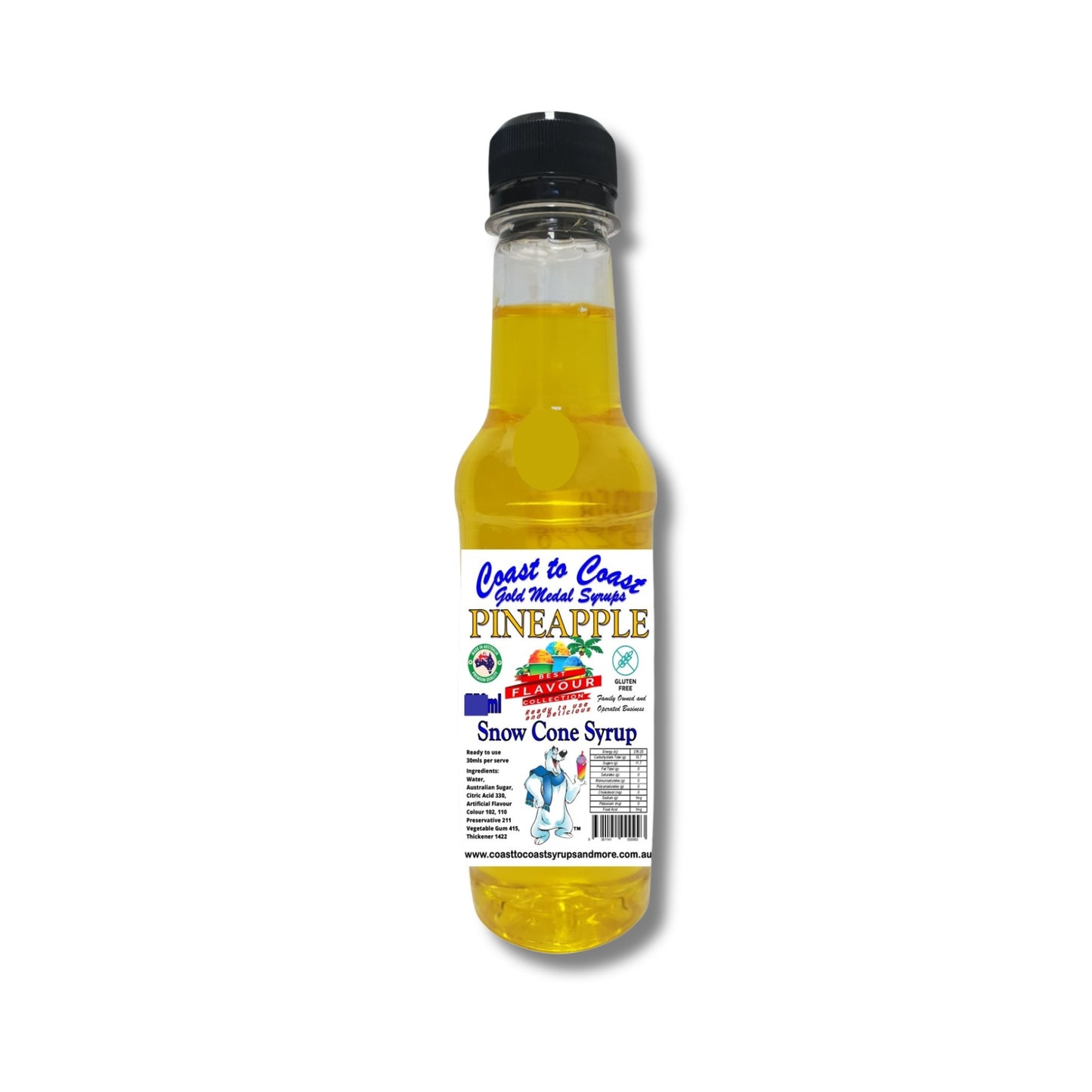 1.Pineapple Snow Cone Syrup 250ml – Premium Ice Syrup | Coast to Coast Gold Medal Syrups®