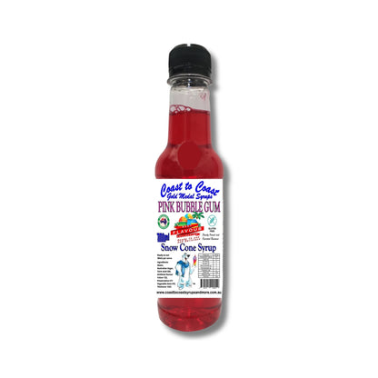 1.Pink Bubble Gum Snow Cone Syrup 250ml – Premium Ice Syrup | Coast to Coast Gold Medal Syrups®