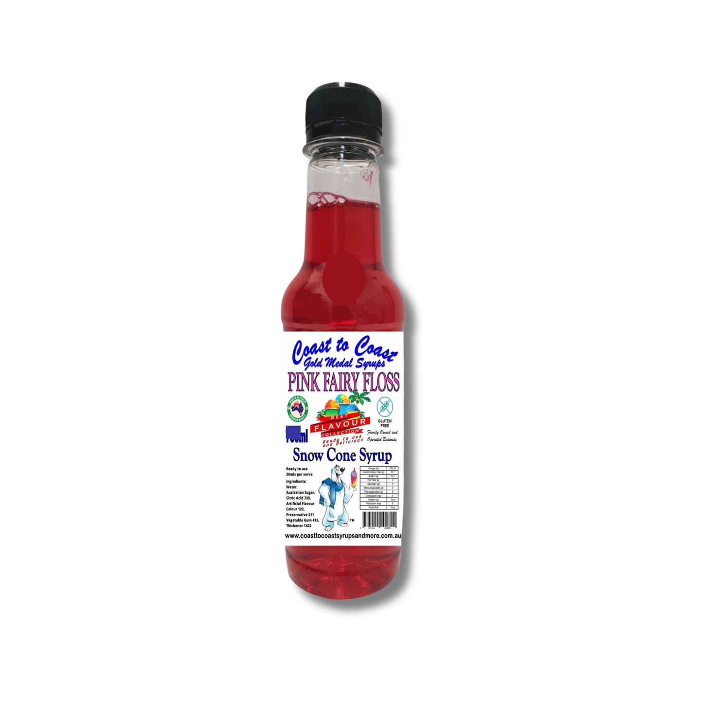1.Pink Fary Floss Snow Cone Syrup 250ml – Premium Ice Syrup | Coast to Coast Gold Medal Syrups®
