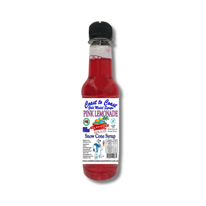 1.Pink Lemonade Snow Cone Syrup 250ml – Premium Ice Syrup | Coast to Coast Gold Medal Syrups®