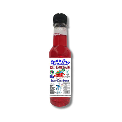 1.Red Lemonade Snow Cone Syrup 250ml – Premium Ice Syrup | Coast to Coast Gold Medal Syrups®