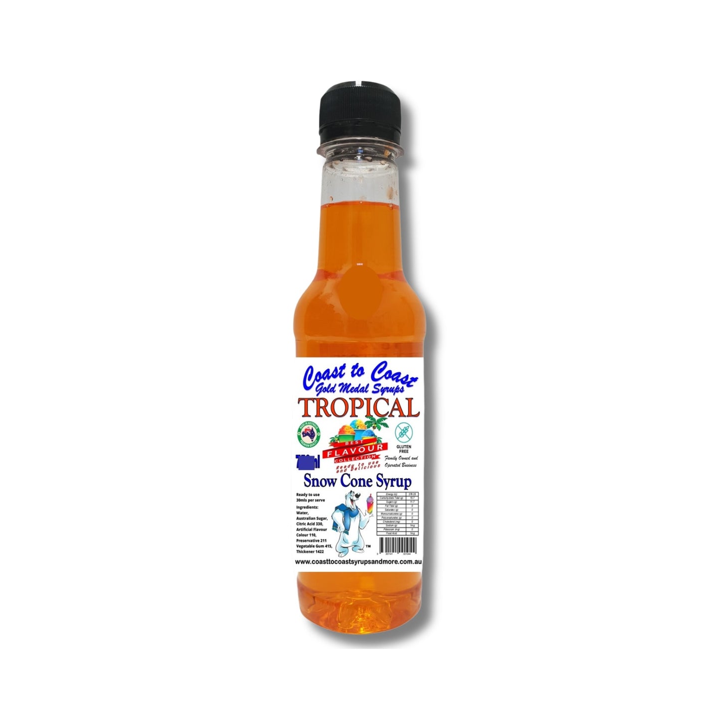 1.Tropical Snow Cone Syrup 250ml – Premium Ice Syrup | Coast to Coast Gold Medal Syrups®