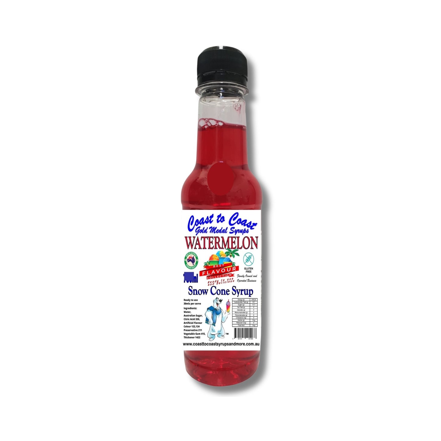 1.Watermelon Snow Cone Syrup 250ml – Premium Ice Syrup | Coast to Coast Gold Medal Syrups®