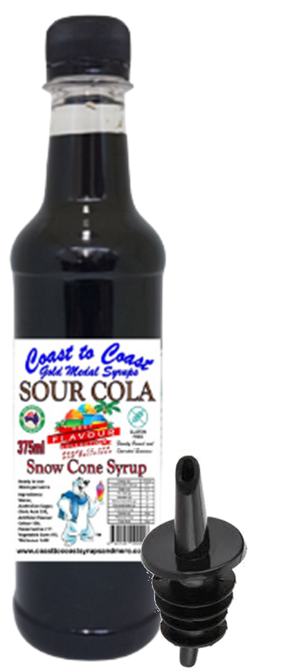 #2 New Sour Range, Coast to Coast Gold Medal Syrups®, 4x375ml Snow Cone Syrups with Bottle Pourers